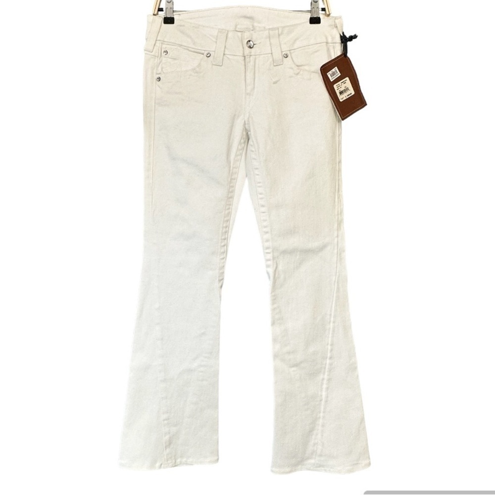 NWT True Religion Disco Joey Jeans White Denim flare  crystal buttons Size 30/32